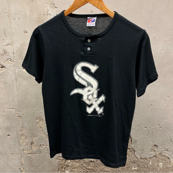 MLB White Sox Vintage 1993 Henley Style Single Stitch Jersey T-Shirt Youth XL - Picture 1 of 5